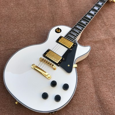 Custom White 6-String Electric Guitar Golden Hardware Free Shipping In Stock