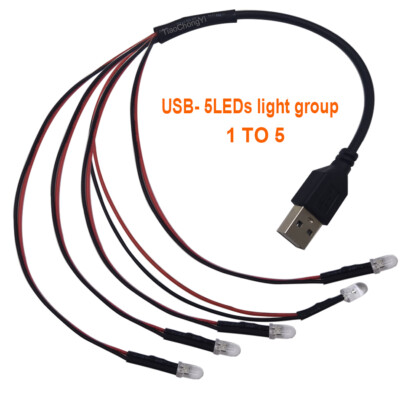 DC5V USB Port with 5mm Pre-wired Round LED Light string light-emitting diode DIY