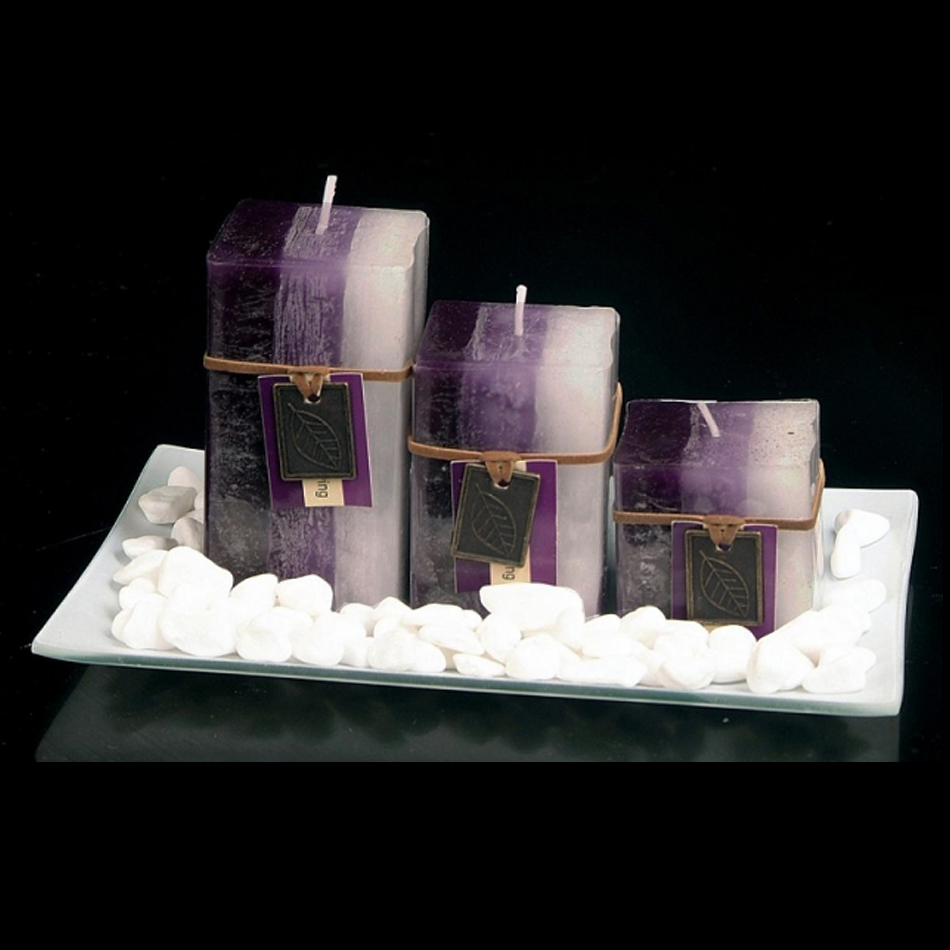 NEW GIFT SET WITH 3 SCENTED AROMATIC MOOD WAX CANDLES GLASS PLATE