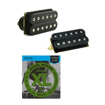 DiMarzio DP193BK, DP160BK F-Space Set Black w/Free D'Addario EXL 117 Strings