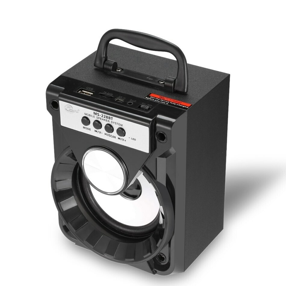 MS-228BT Altoparlante portatile Bluetooth con radio FM - Nero sus