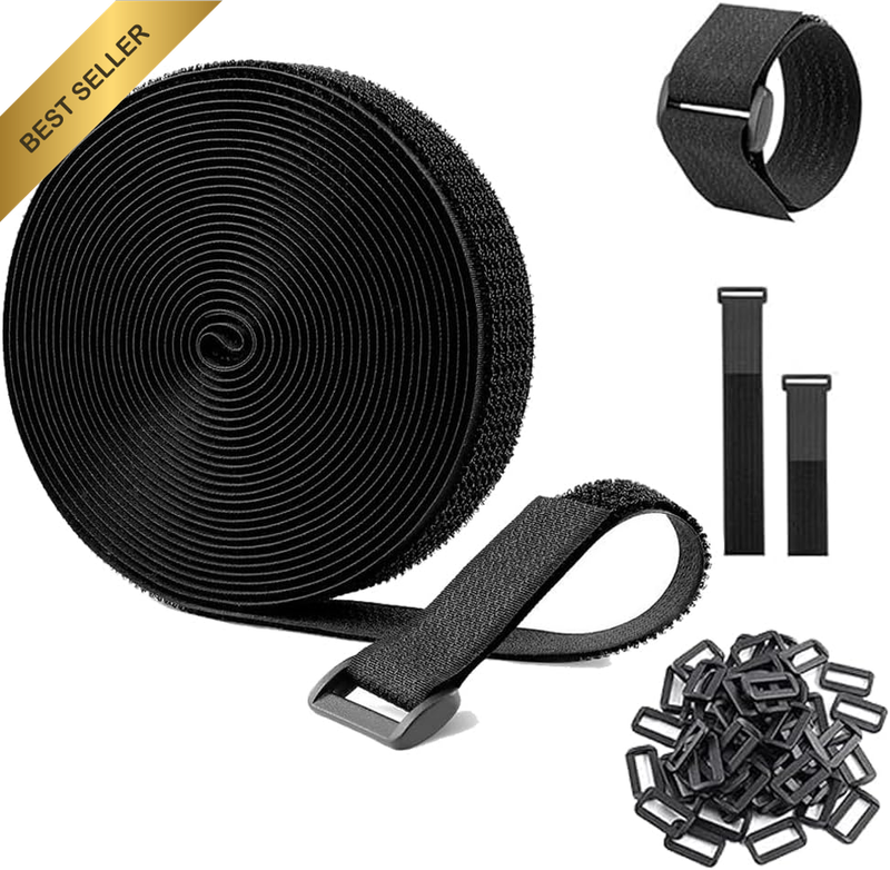 5M Hook and Loop Cable Straps 3CM Wide Adjustable Cable Ties, Free Cut Length, S