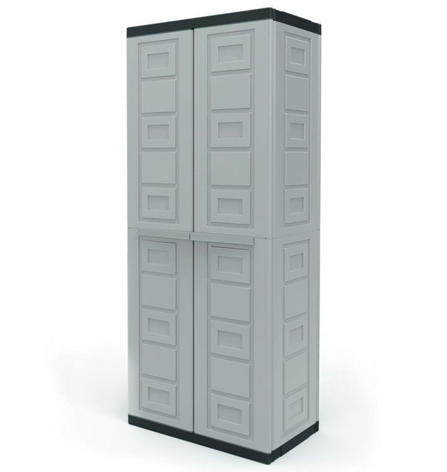 Outdoor Storage Cabinet Plastic Garage Unit Locker 4 Adjustable Shelves Lockable