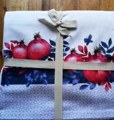 Pomegranates Tablecloth  100% Fine Cotton, Unique Tablecloth Set