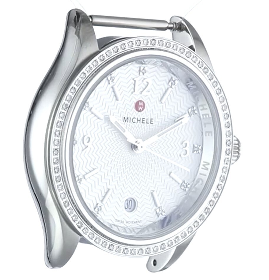 Pre-owned Michele Belmore Diamond Head Mw29b01a1942 Swiss Quartz Silver Watch $1595