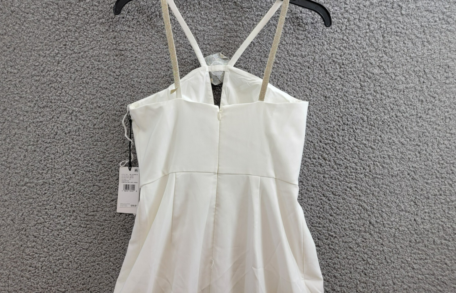 Liv Foster Embellished Twill Halter Midi Dress Women's 6 Ivory Back Zip Closure - Picture 10 of 18