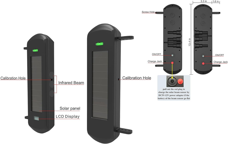Solar Wireless Driveway Alarm System-1/2 Mile Long Transmission Range-300 Feet W