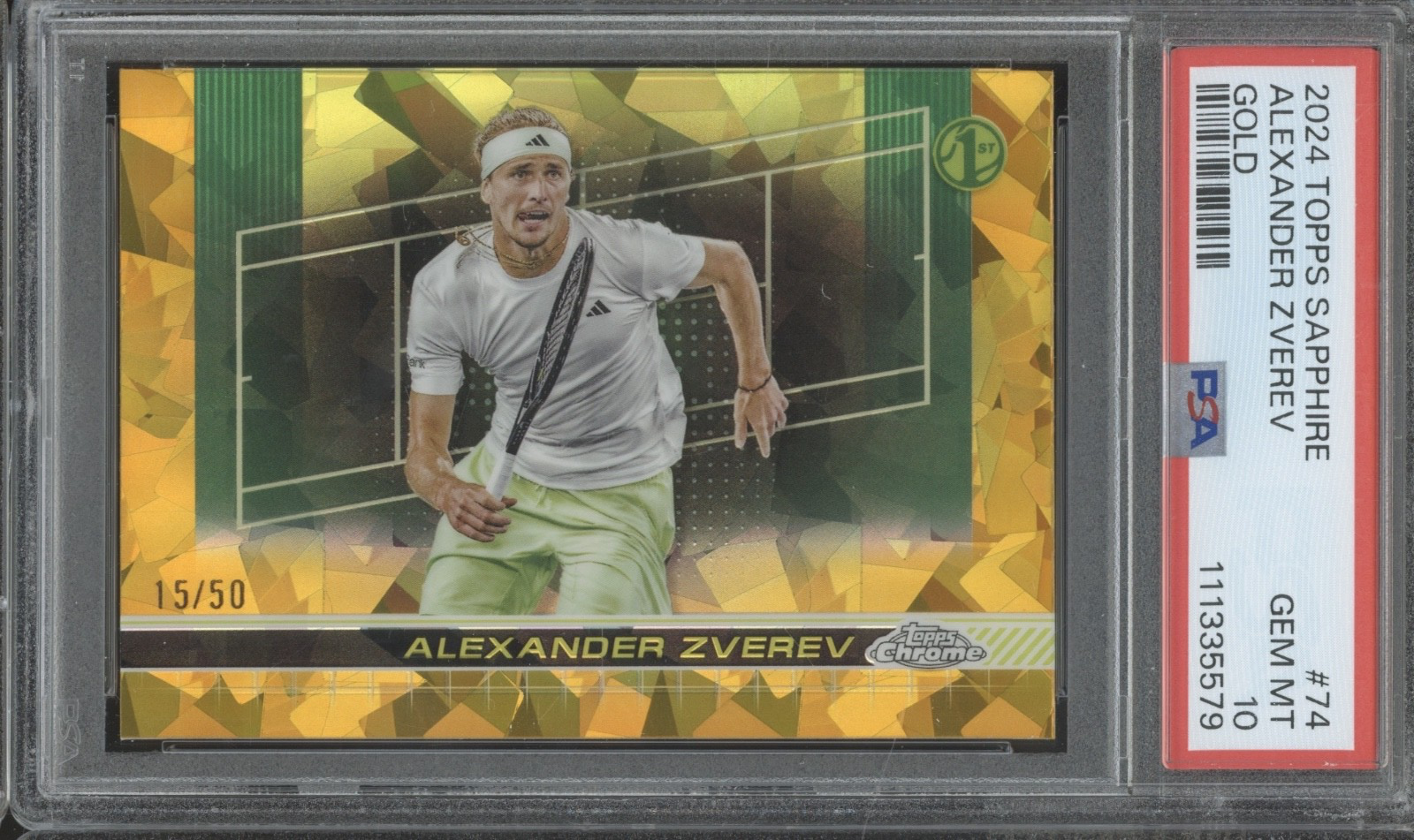 2024 Topps Sapphire Gold #74 Alexander Zverev 15/50 Gem Mint PSA 10