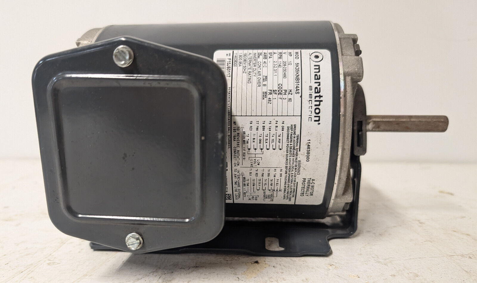 Marathon 5K35KNB514AS / Kramer 114638000 1/2hp PH 3 1140rpm