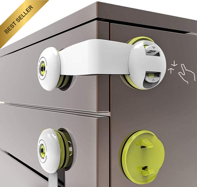 4 Packs Child Safety Cupboard Latch Stick on for Kitchen Self Adhesive Baby Proo
