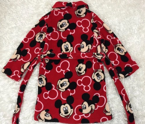 Disney Mickey Mouse Size 4T Boys/Girl Bathrobe self tie patch pockets plush