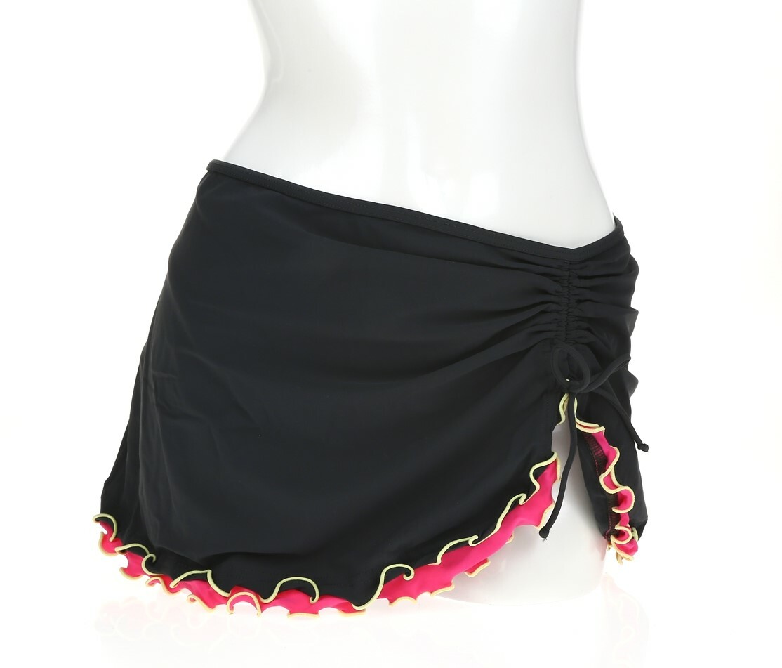 PROFILE BY GOTTEX Women's 128247 graphite ruffled skirted bikini bottoms sz. 10