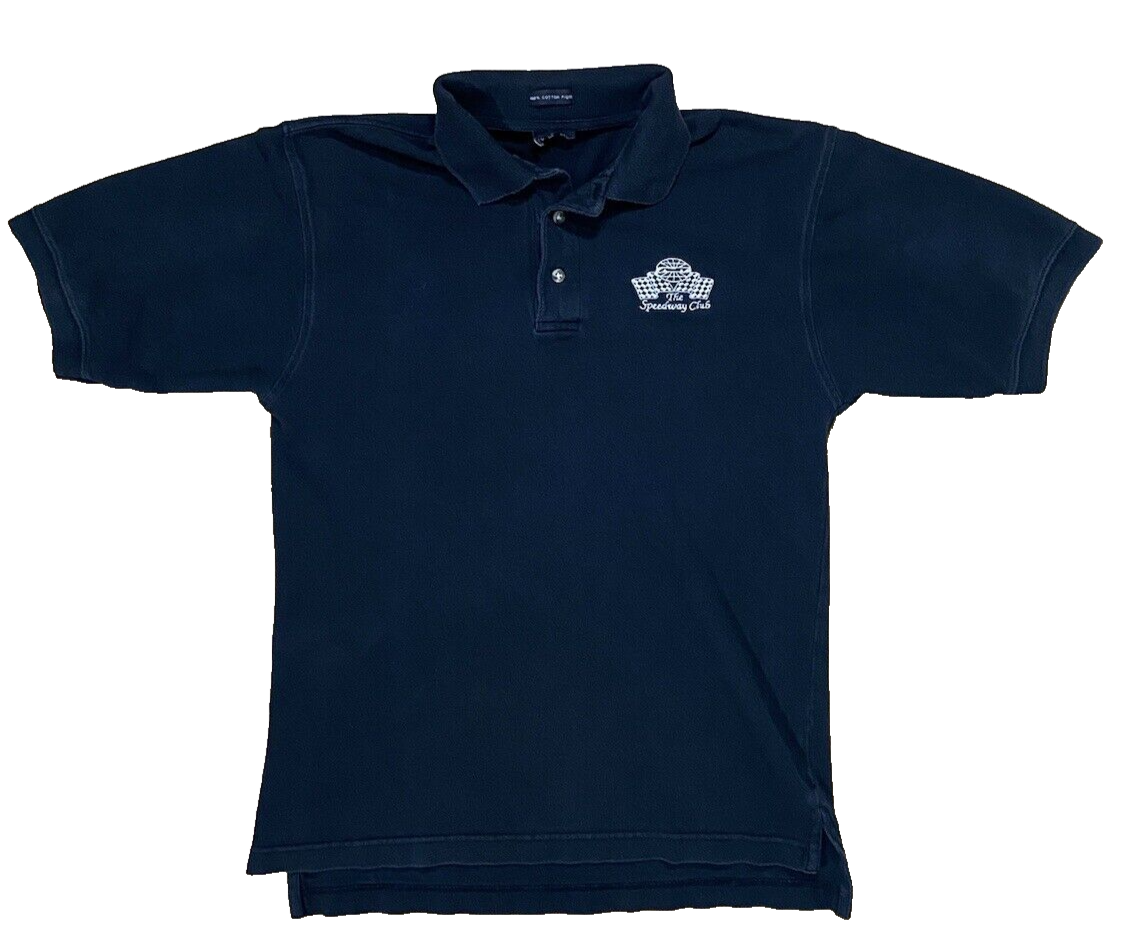 Tシャツ・カットソー   South Blue Black Logo Open Collar Polo Short Sl VTG Charlotte Motor Speedway Club Polo Shirt Short Sleeve