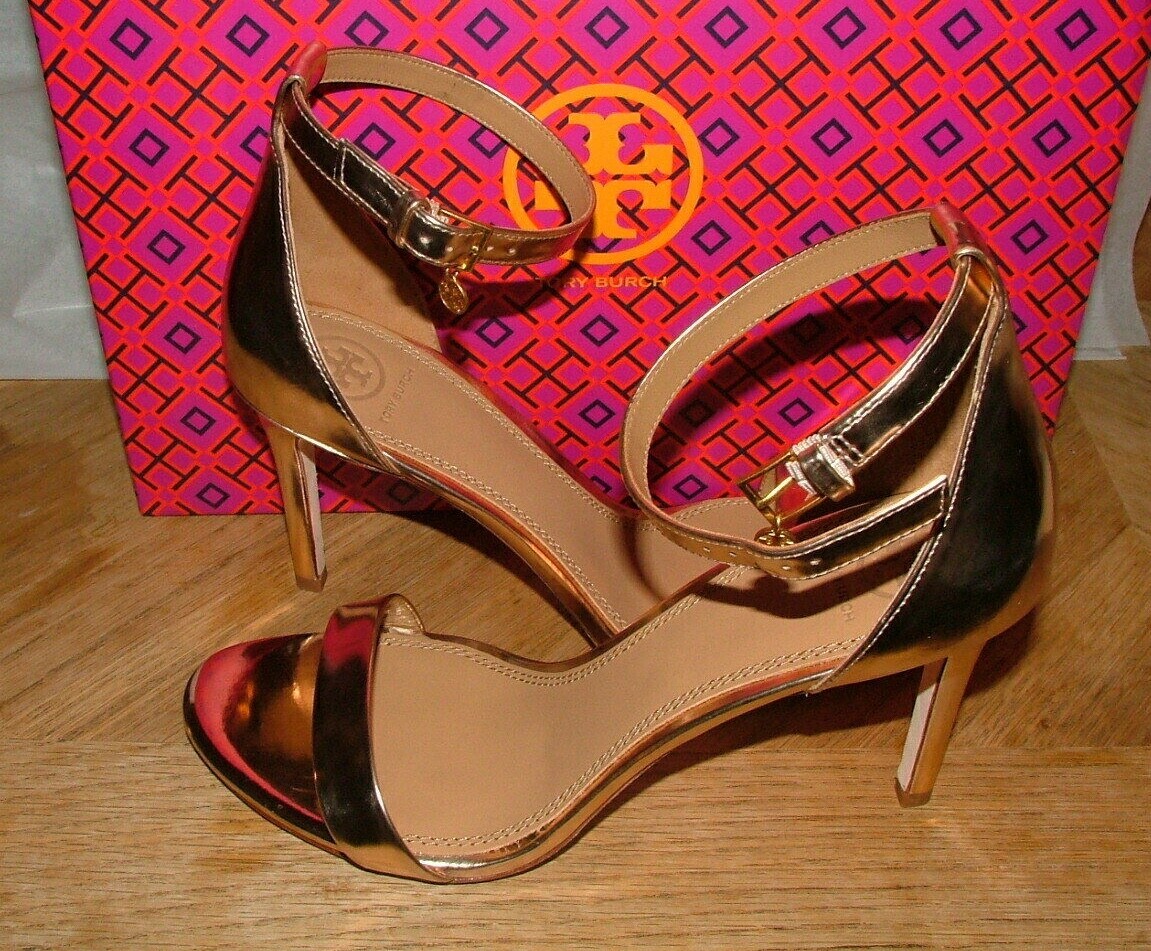 NEW WB TORY BURCH HEELS OPEN TOE SIZE 9 1/2 M PATENT LEATHER