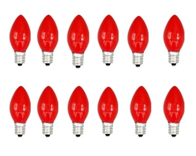 Red Light Bulbs C-7 Base Night Light String Light Replacement Bulbs 4w 12pcs 