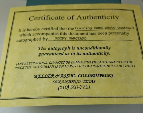 Super Rare 1953 ROCKY MARCIANO autographed Holland Furnace Co. BOXING POST CARD