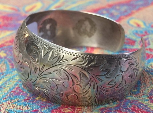 Antique Art Nouveau Floral Sterling Silver Bracelet Flowers