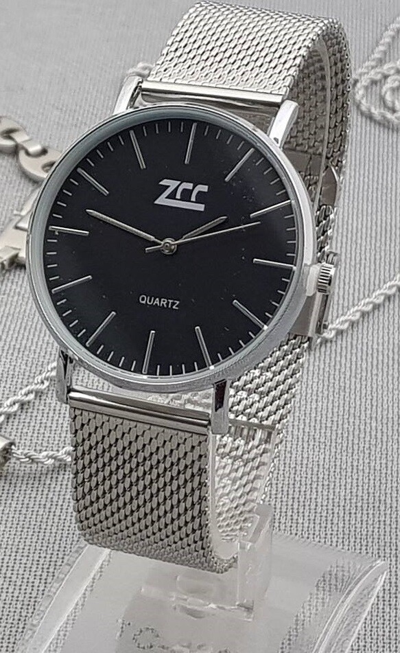 Orologio Polso ZCC Analogico Quarzo Moderno Fashion Colore Silver Quad Nero lac