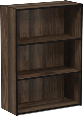 Furinno Pasir 3-Tier Open Shelf Bookcase, Columbia Walnut