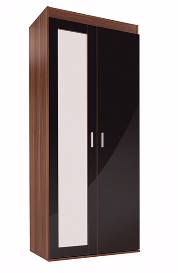Flat Pack Wardrobe Dark Brown With 1 Mirrored Door In Newport