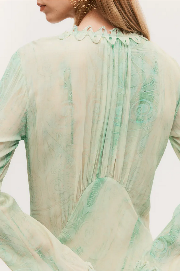 Pre-owned H&m Studio Collection Embellished Patterned Dress (mint Green/patterned)