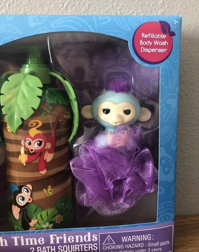 Fingerlings Bath Time Friends 2 Bath Squirters & Body Wash Banana Scented New