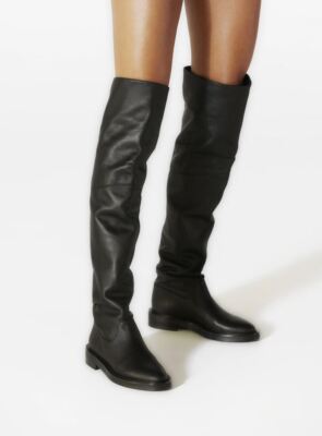 Pre-owned Tamara Mellon Black Nappa Tempest Over The Knee Boots 15mm Heels $950
