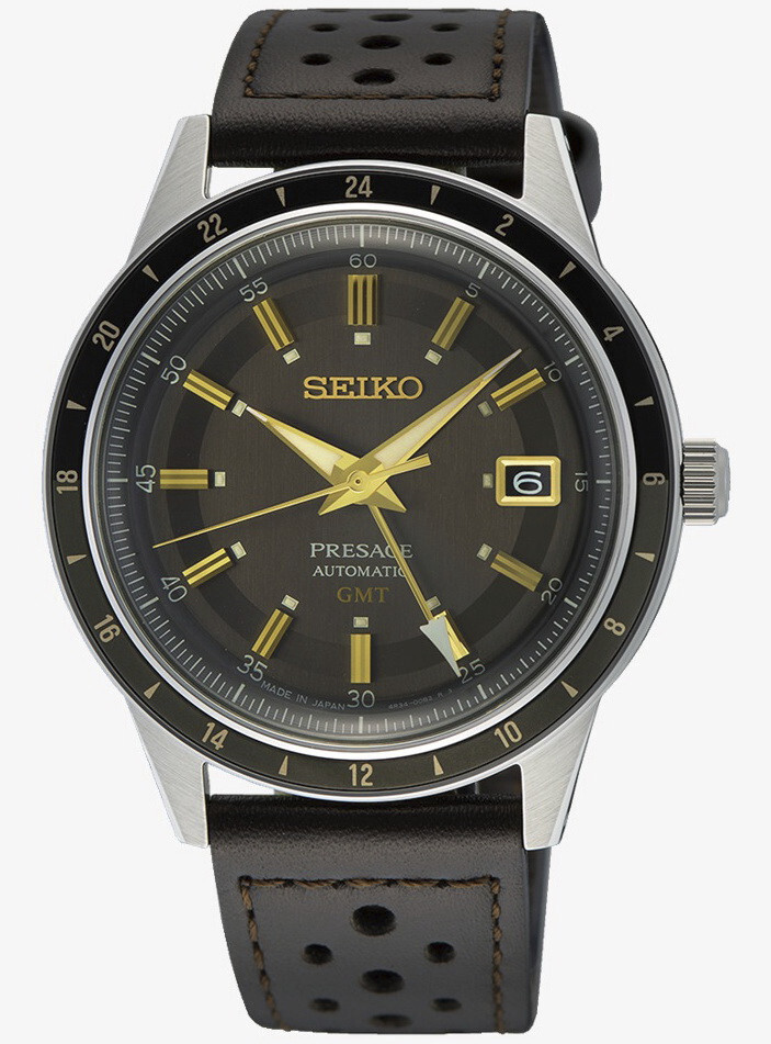 Pre-owned Seiko Presage ‘fume' Style 60s Road Trip Gmt Men's Watch Ssk013j1