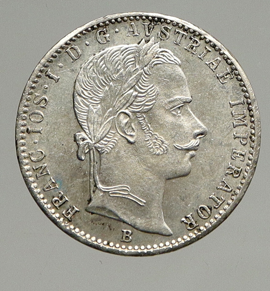 1859 B AUSTRIA w KING FRANZ JOSEPH I Eagle OLD Austrian 1/4 Florin