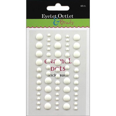 Eyelet Outlet EN60-E8D  Adhesive-Back Enamel Dot 60/Pkg-White (3Pk)