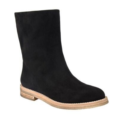 Pre-owned Tamara Mellon Black Suede Off Duty Ankle Boot 15mm Heels $695