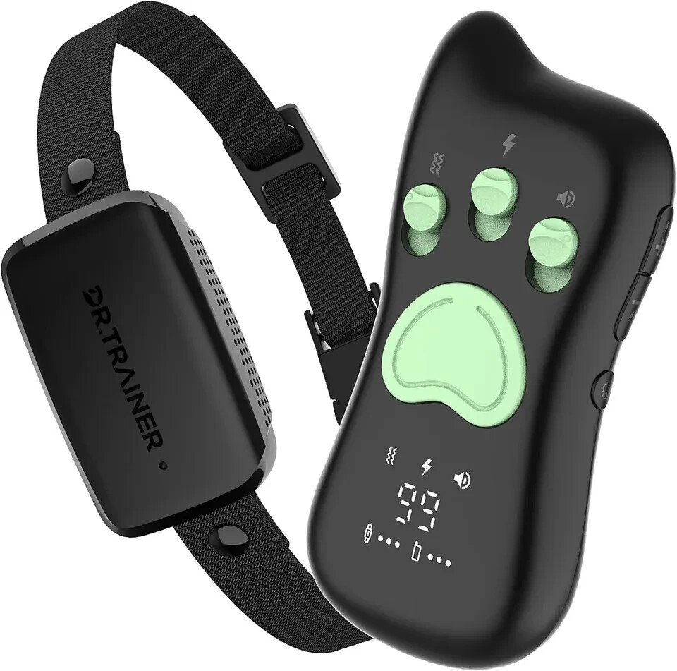 Dr. Trainer T1s Dog Shock/Bark Smart Training Collar with Remote IPX7
