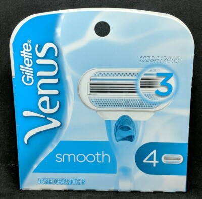 Gillette Venus Smooth Close and Clean 3 Blade Razor Replacement 4 Cartridges New
