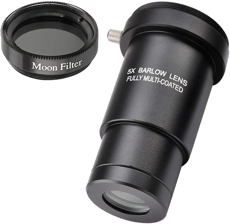 Starboosa 1.25-Inch 5X Barlow Lens & Moon Filter Kit-For Tel