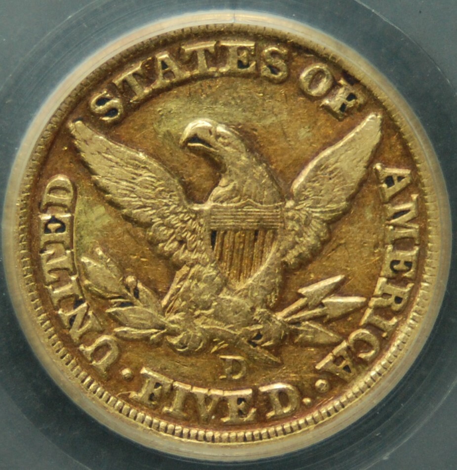 1851-D $5 Gold Liberty Half Eagle, VF,  Free Shipping