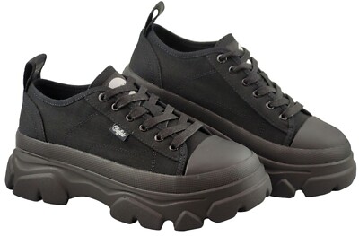 Buffalo Cade Lace Up Lo Plateau Sneaker schwarz textil Vegan Damen