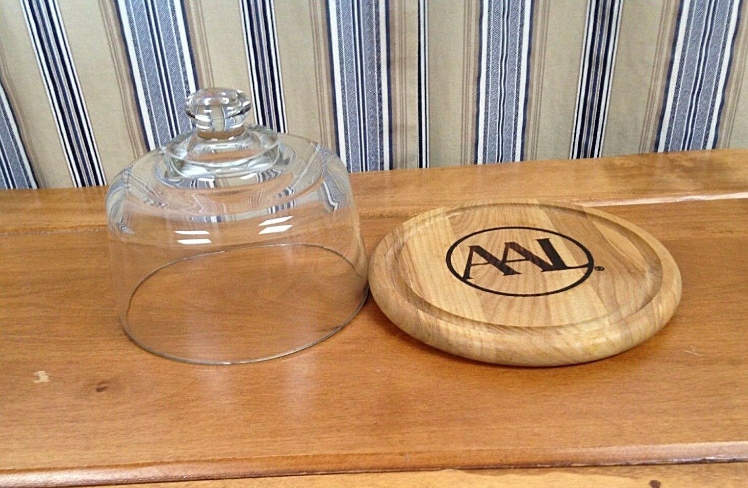 AAL Heavy Glass Domed Cheese Keeper with Wood Base