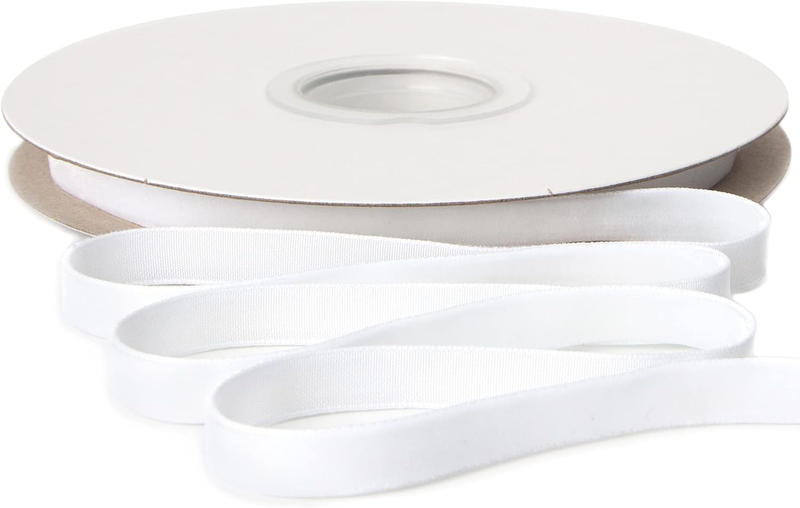 Polyester White Velvet Ribbon,3/8 Inches Continuous10-Yard Spool,Christmas Ribbo