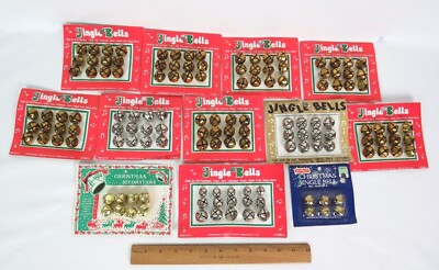 LOT OF 137 NEW VINTAGE CRITERION JINGLE BELLS GOLD SILVER BRASS 5/8'' to 7/8'' 