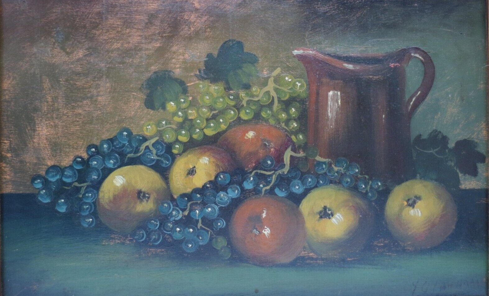 Antique Signed Y. Giovanni Still Life Fruit Oil Painting on