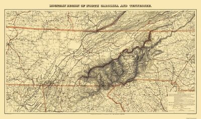 Tennessee Great Smoky Mountain Region - 1864 - 38.63 x 23