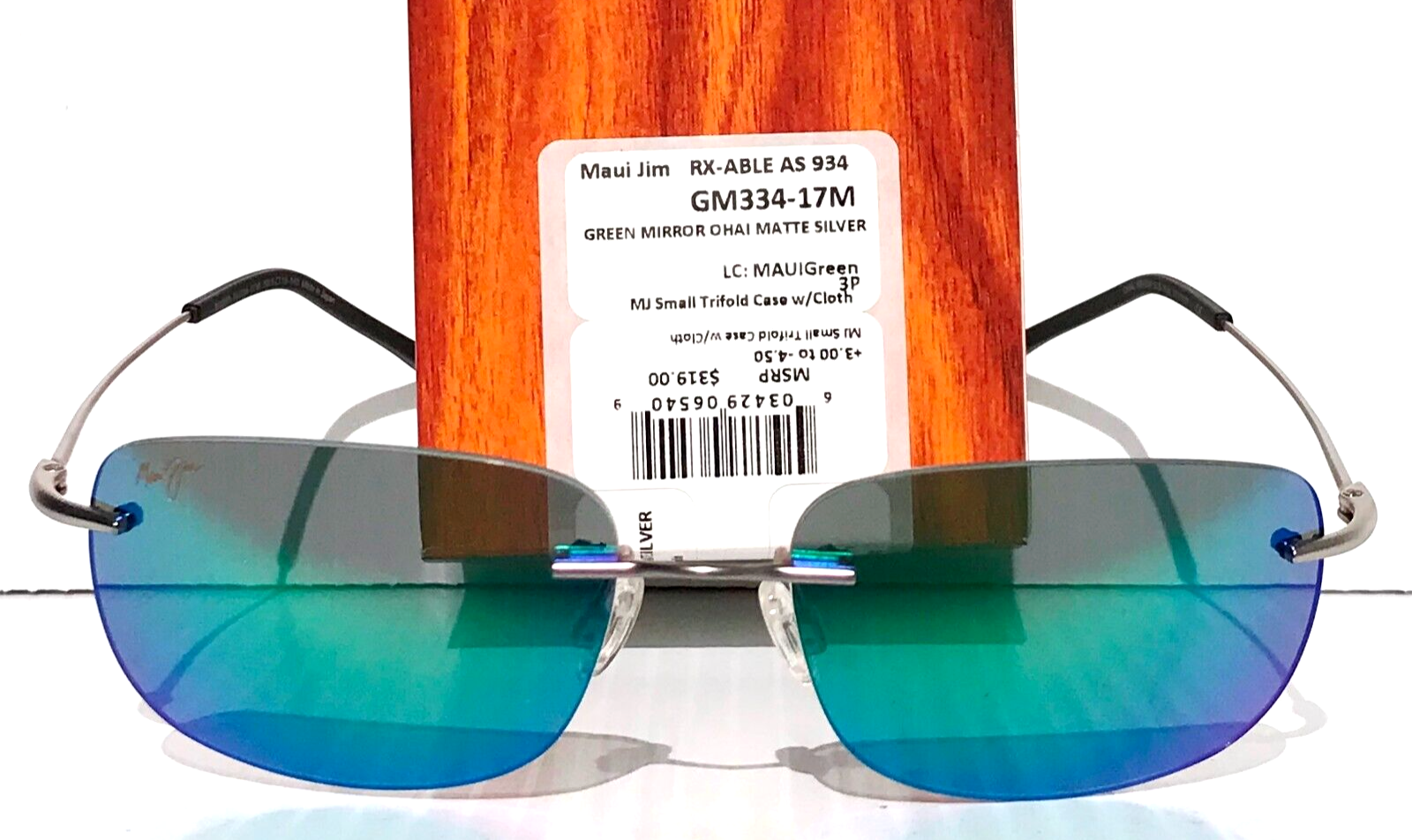 Pre-owned Maui Jim Ohai Matte Silver Polarized Green Mirror Sunglass Gm334-17m