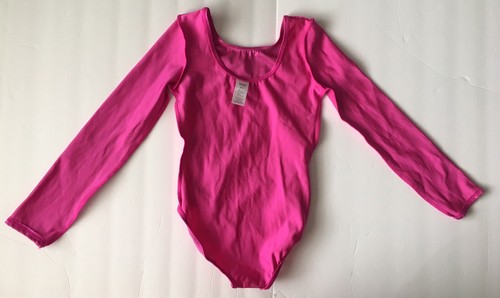 BALERA Youth Girls Gymnastics Leotard Medium Child Pink Shimmer Long Sleeves