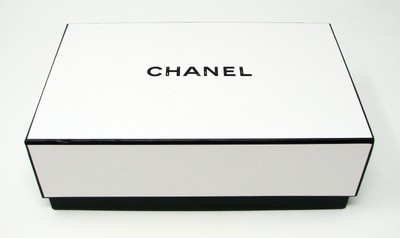 Authentic Chanel Rectangular Empty Gift Storage Box 8.75x5.5x2.25'' White & Black