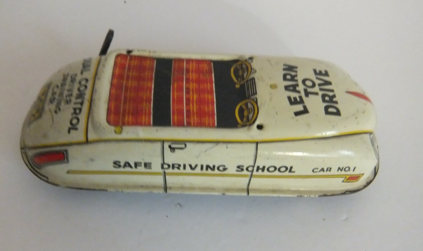 VINTAGE MARX KEY WIND-UP TOY TIN CAR SAFE DRIVING SCHOOL