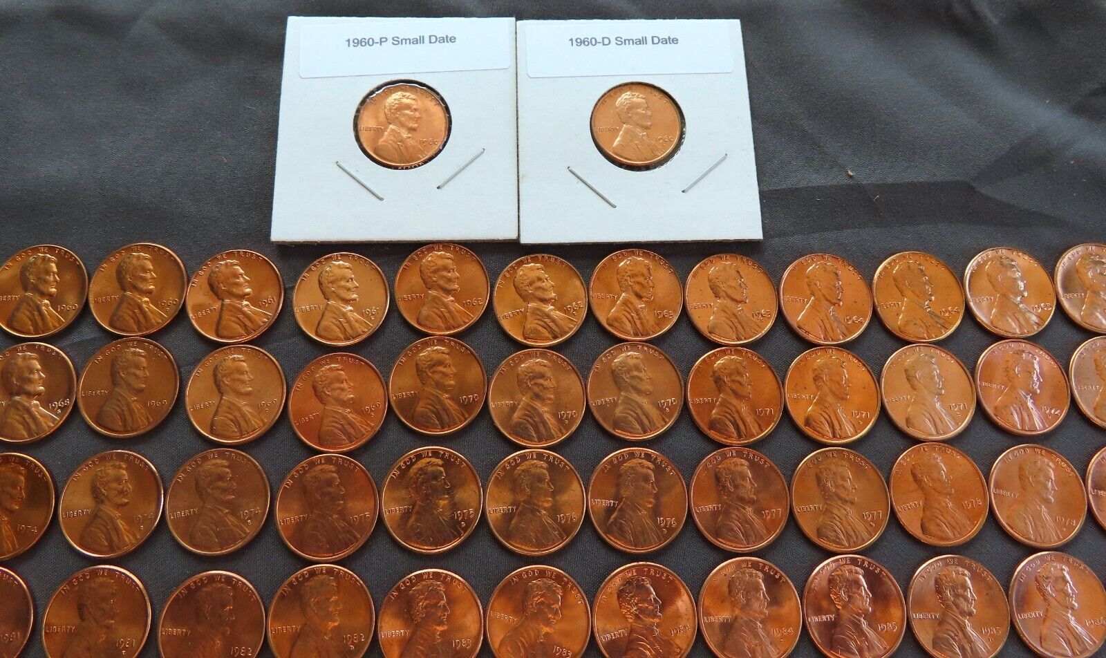 ::1959-2024 LINCOLN MEMORIAL BU CENT SET with all 7- 1982's & 1960 P+D Sm. Dates