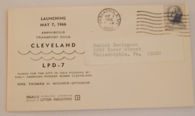 USS Cleveland (LPD 7) launching May 7 1966 Pascagoula Mississippi