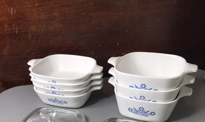 Lot Of 7 Corning Ware Corelle Blue Cornflower P-41 Petite & P-43-B Pans *No Lids