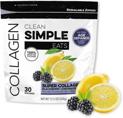 Clean Simple Eats - Super Collagen Mix - BlackBerry Lemonade - 12.5oz - 30 Ser..