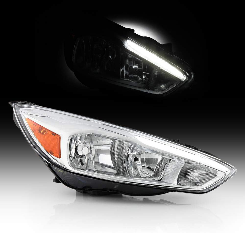 Headlight Assembly Passenger Side for Housing W/Led DRL 2015-2018 Ford Focus